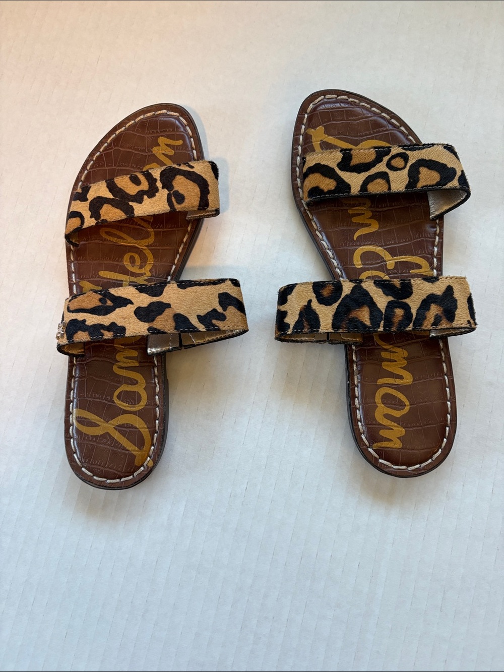 NWOT Sam Edelman Women’s Leopard Print Double-Strap Slide Sandals